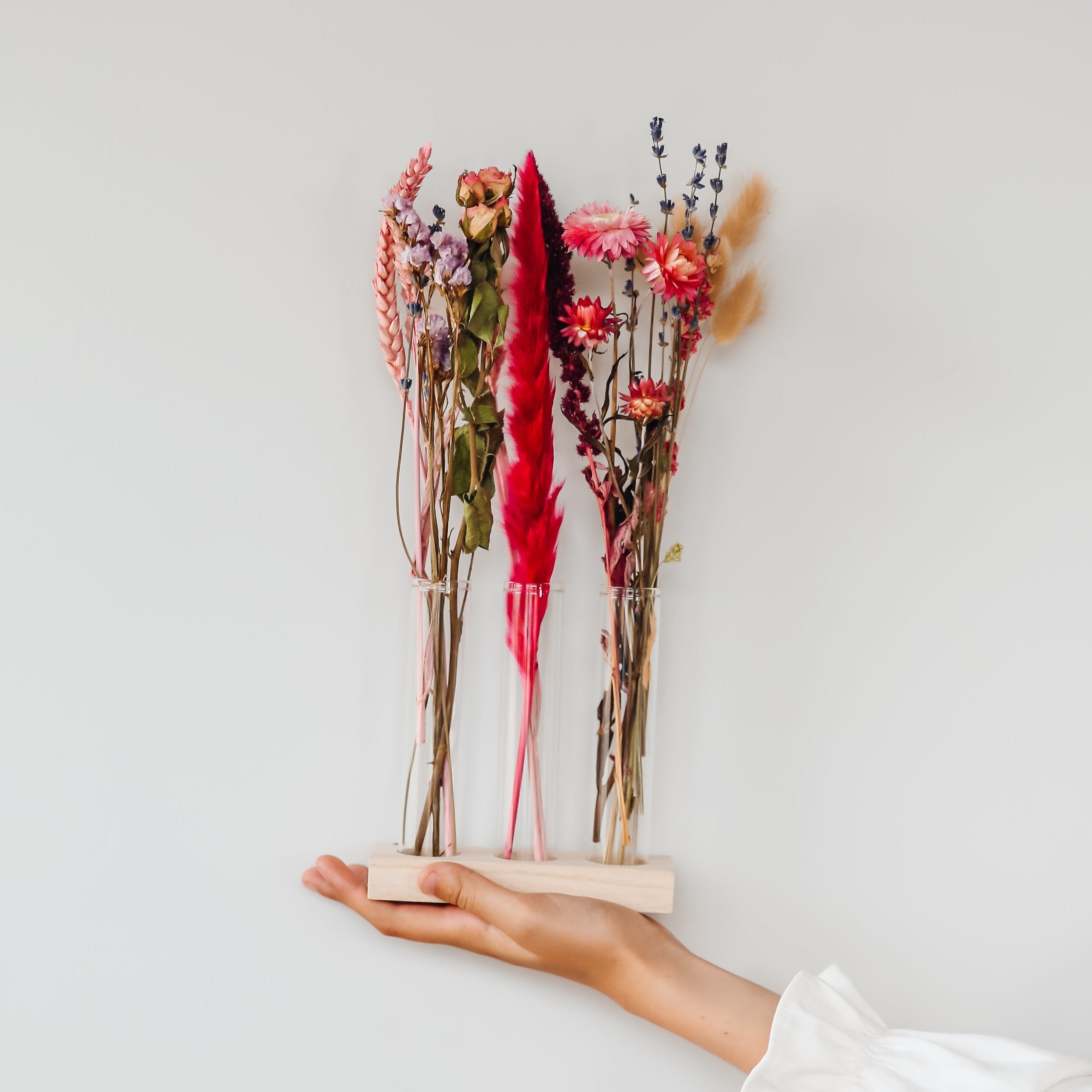 pink dried flower bud vase kit