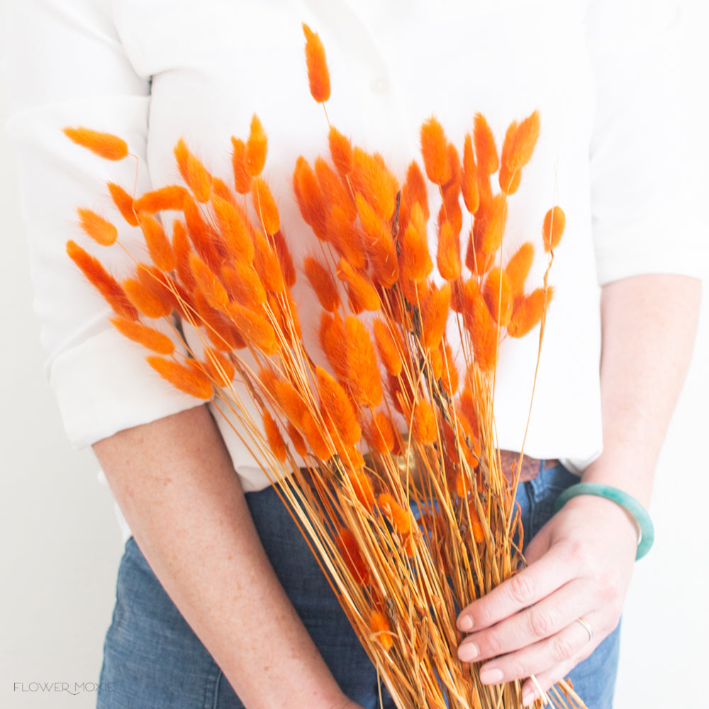 Mini Corsage Flower Bouquet With Bunny Tails And Grass For DIY