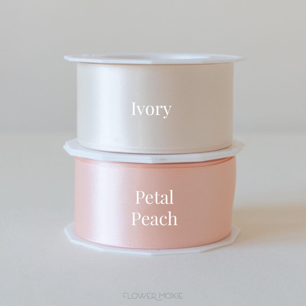 petal peach and ivory satin ribbon