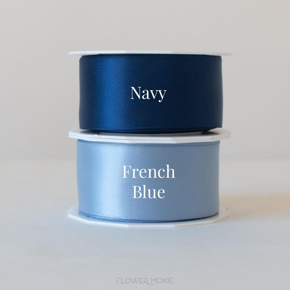 navy and french blue satin ribbon