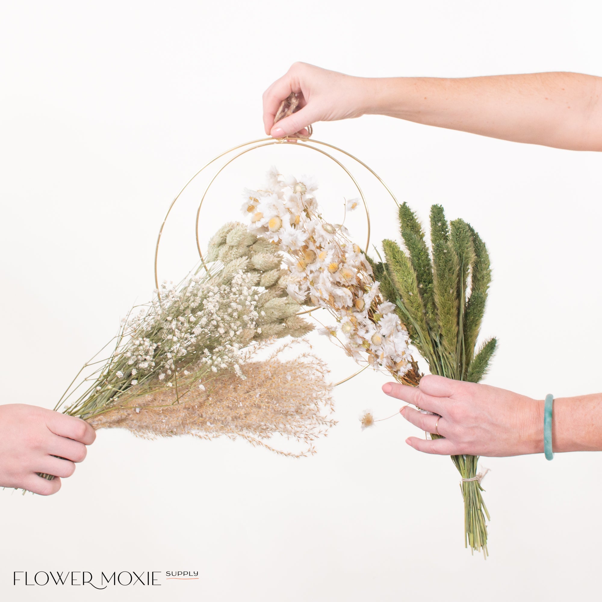 diy white and green dried flower wreath kit