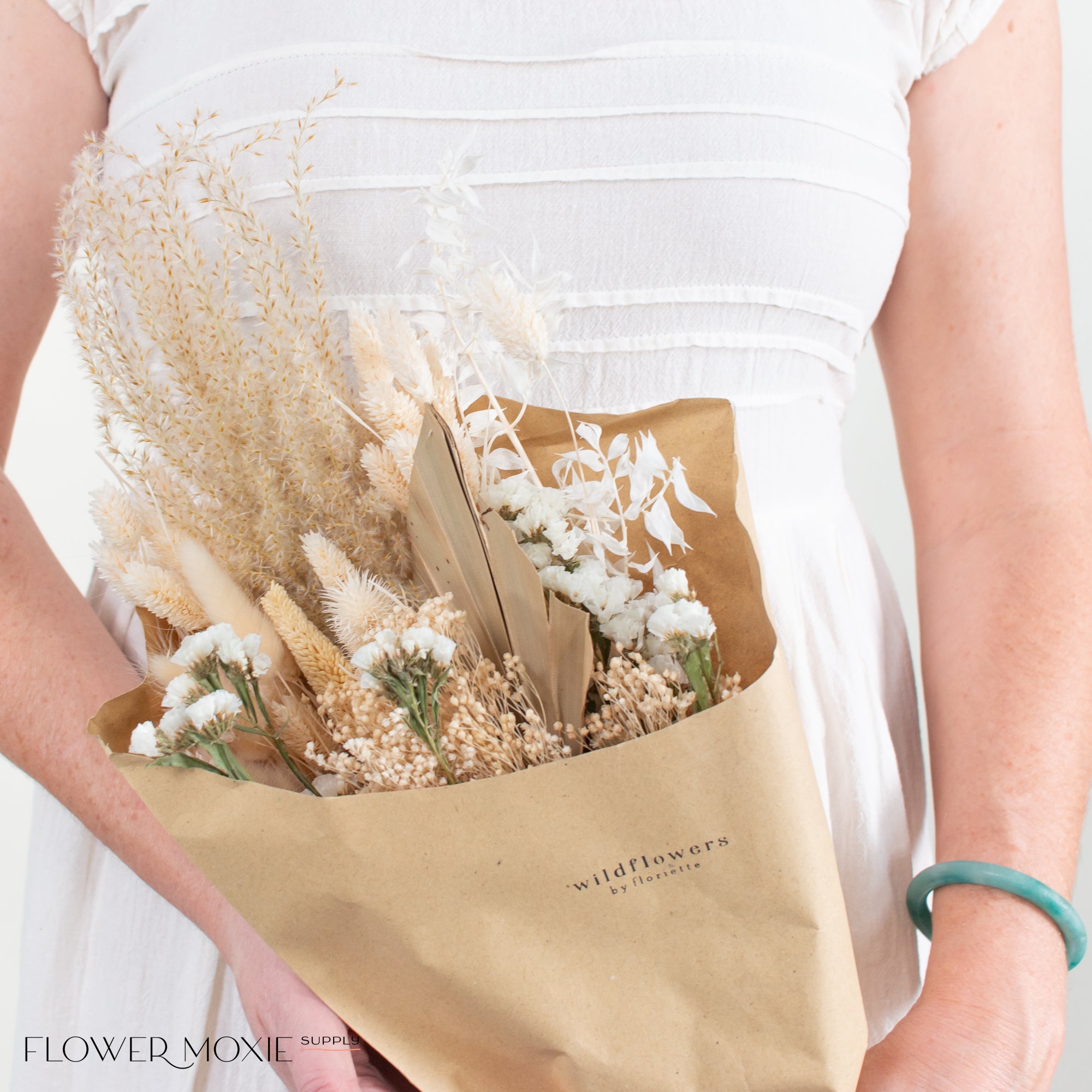 White Boho Wildflower Dried Bouquet