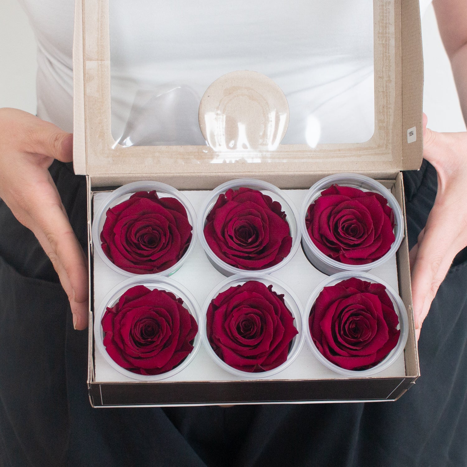 deep berry red preserved roses