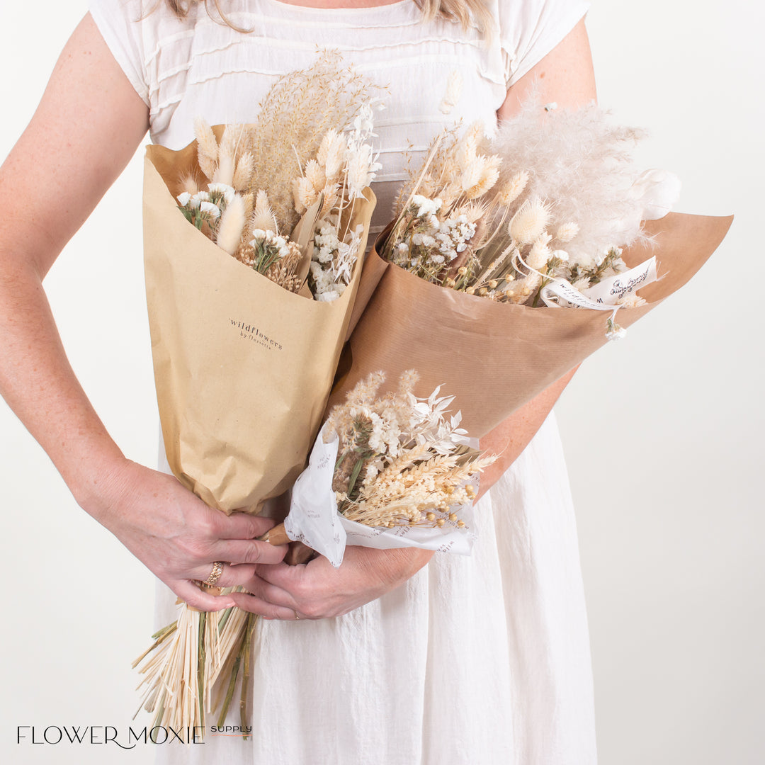 Bleached Dried Bridesmaid Bouquet | Flower Moxie Supply | DIY Wedding