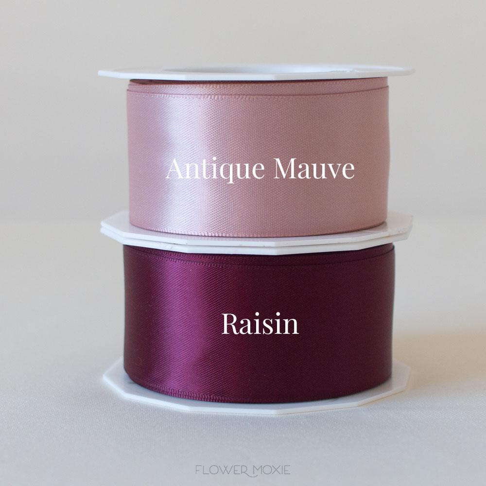 antique mauve and raisin satin ribbon