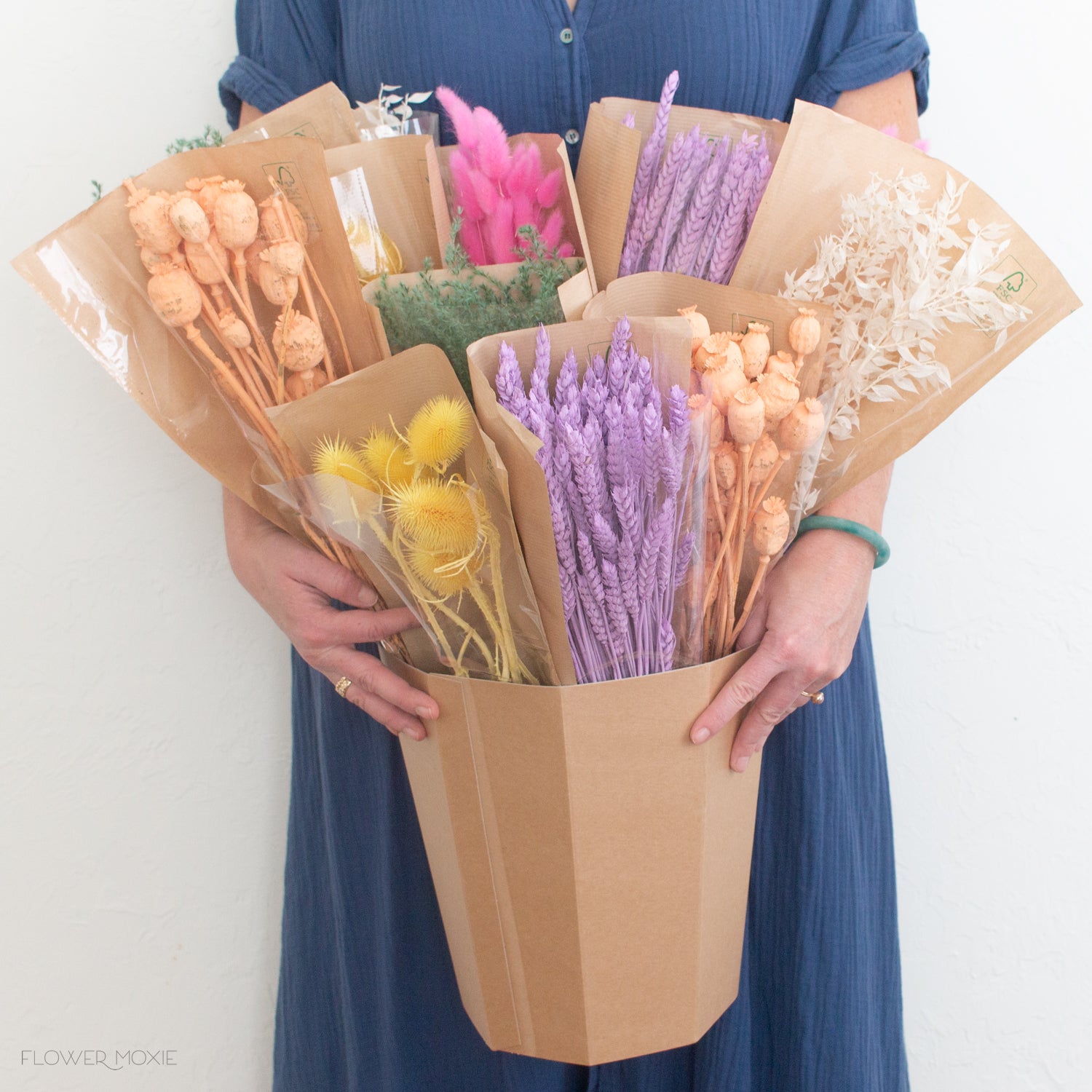 mixture of colorful dried flowers