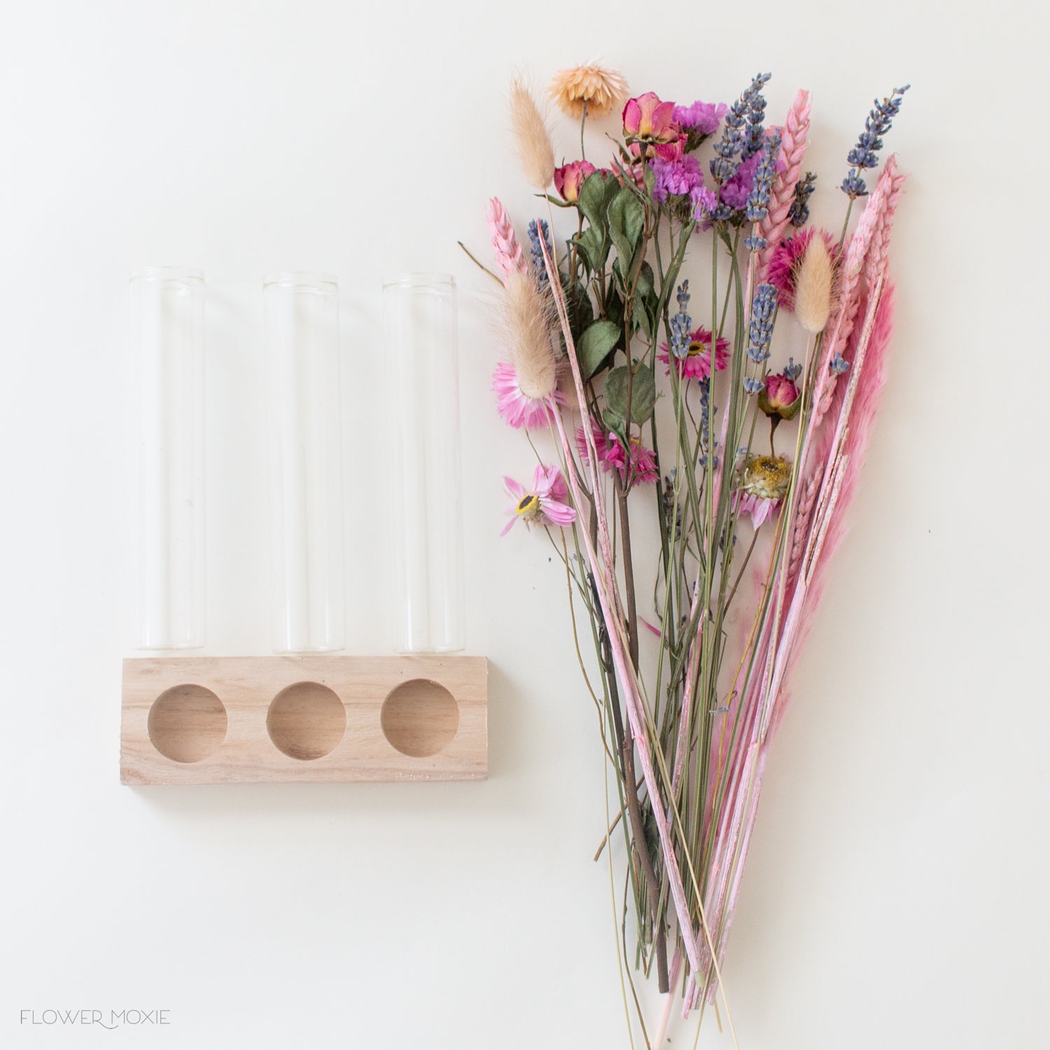 Pink Dried Flower Bud Vase Set