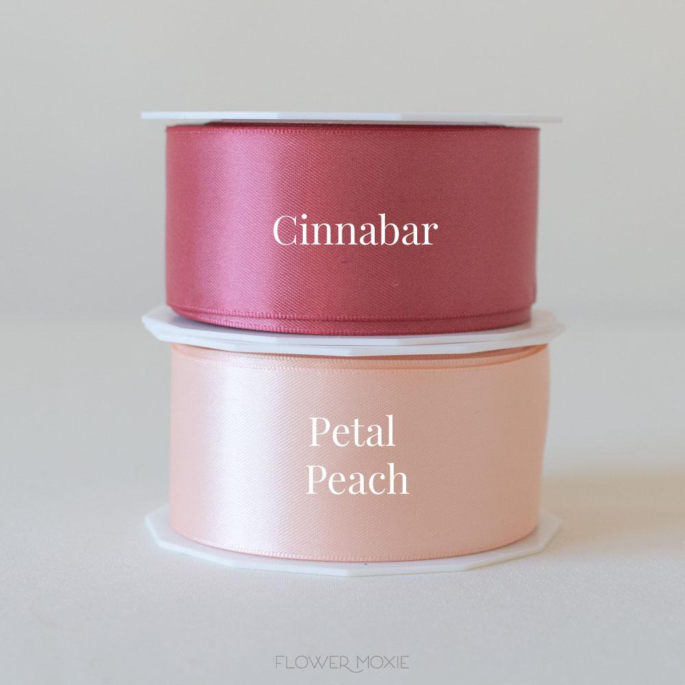 petal peach and cinnabar satin ribbon