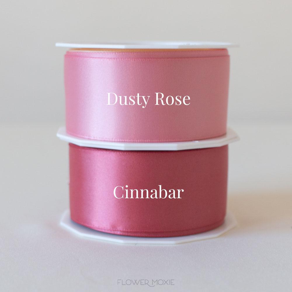 dusty rose and cinnabar satin ribbon