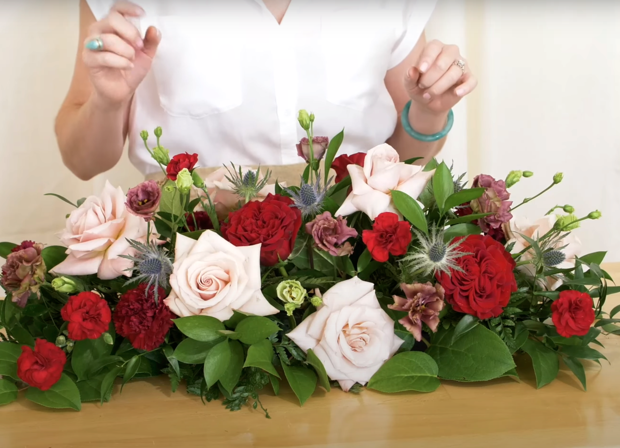 low profile DIY wedding flower centerpiece