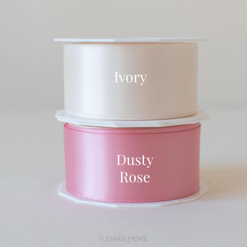 ivory and dusty rose satin ribbon