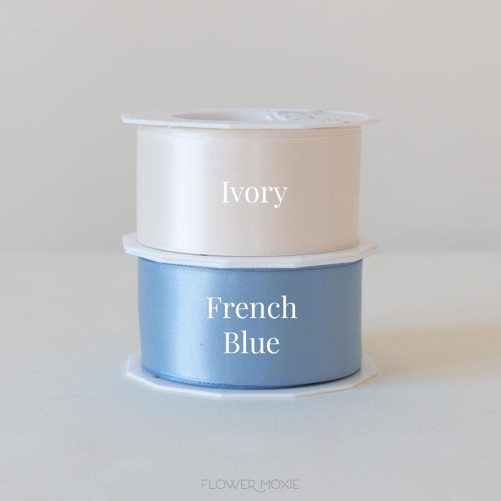 ivory and french blue satin ribbon