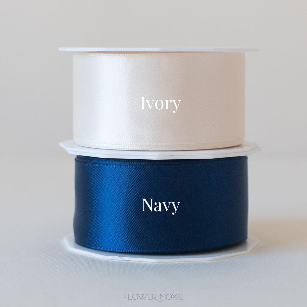 ivory and navy satin ribbon