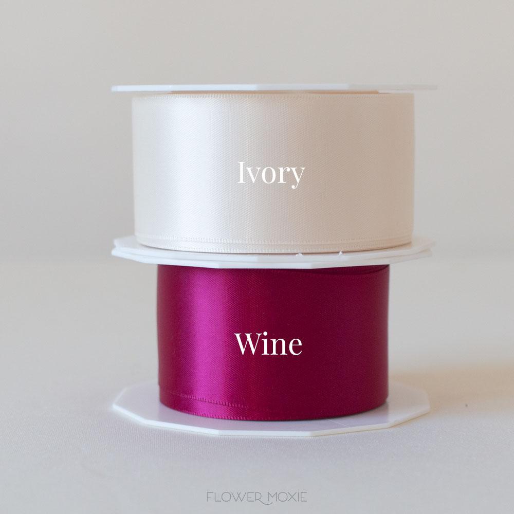 ivory and wine satin ribbon