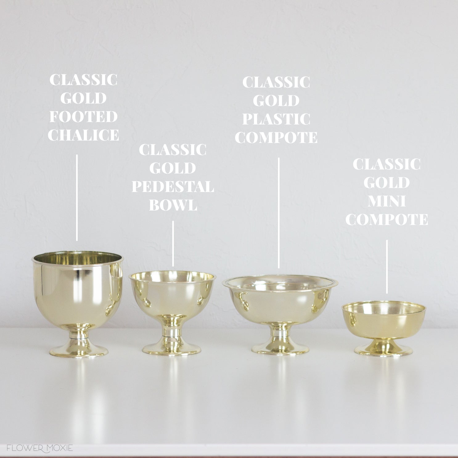 Classic Gold Plastic Mini Compote Vase | Flower Moxie | DIY Wedding ...