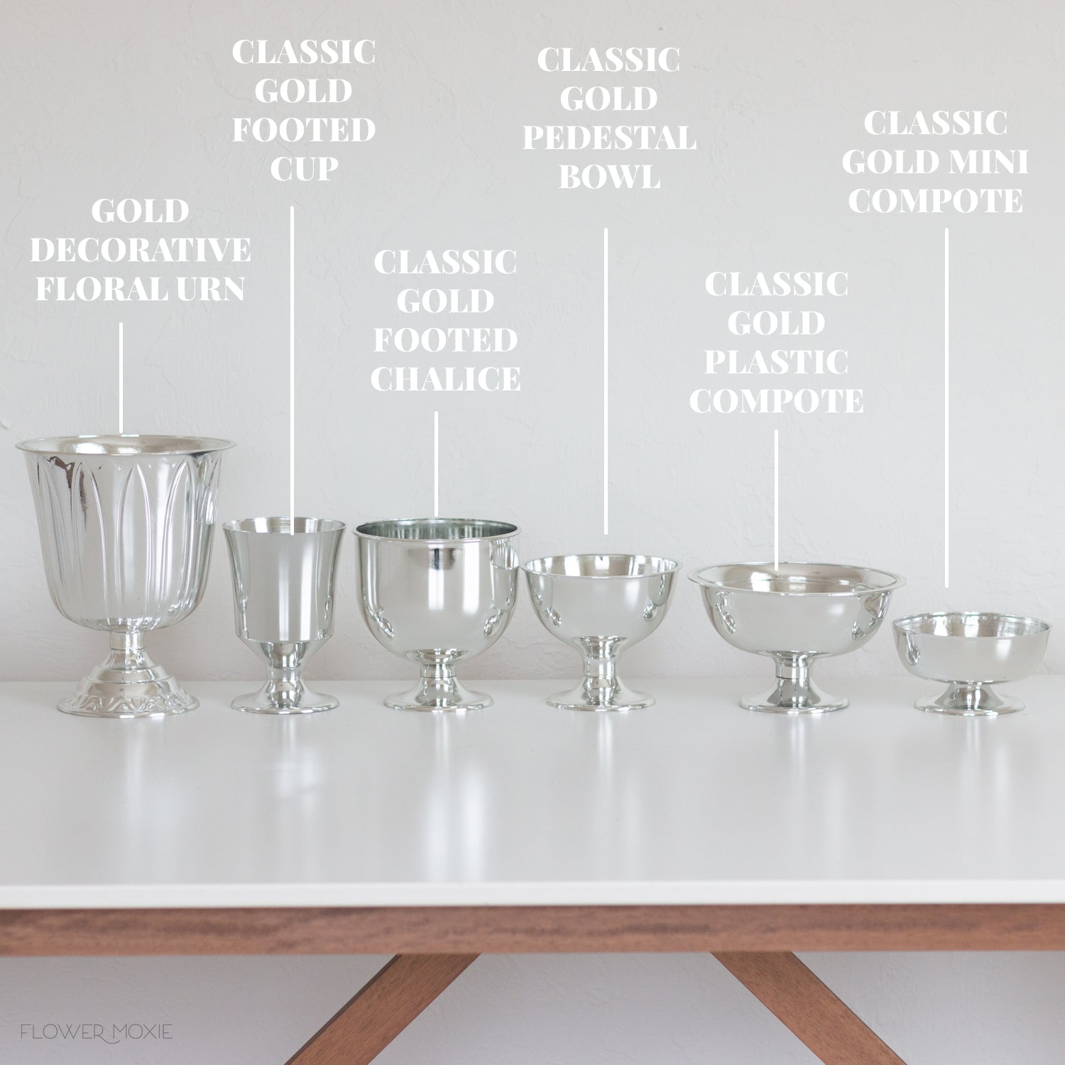 Classic Silver Plastic Compote Vase | Flower Moxie | DIY Wedding ...
